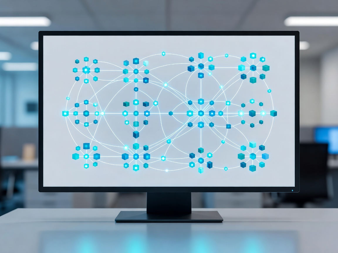 Monitor mit einem Workflow-Dashboard und verbundenen Automatisierungsknoten